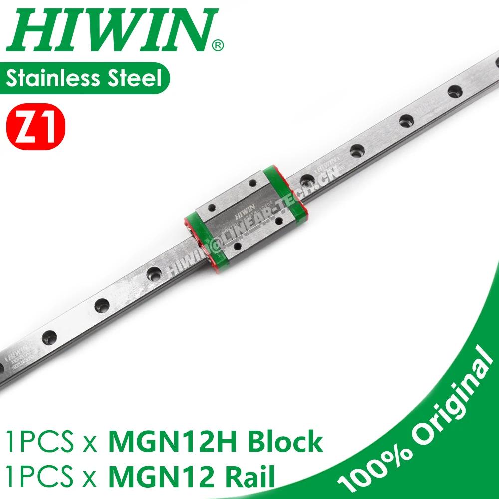 hiwin trilho linear de transporte em bloco guias lineares mgn12h z1 pre carregado 200 mm 300 mm 350 mm 400 mm 500 mm mgn12h aco inoxidavel 01