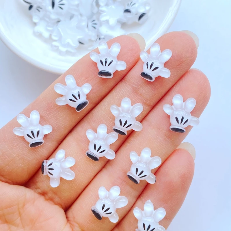 50Pcs New Cute Resin 11*12mm Cartoon Small Hand Series Flat Back Fit Phone Deco Parts Embellishments for Hair Bows Accessories