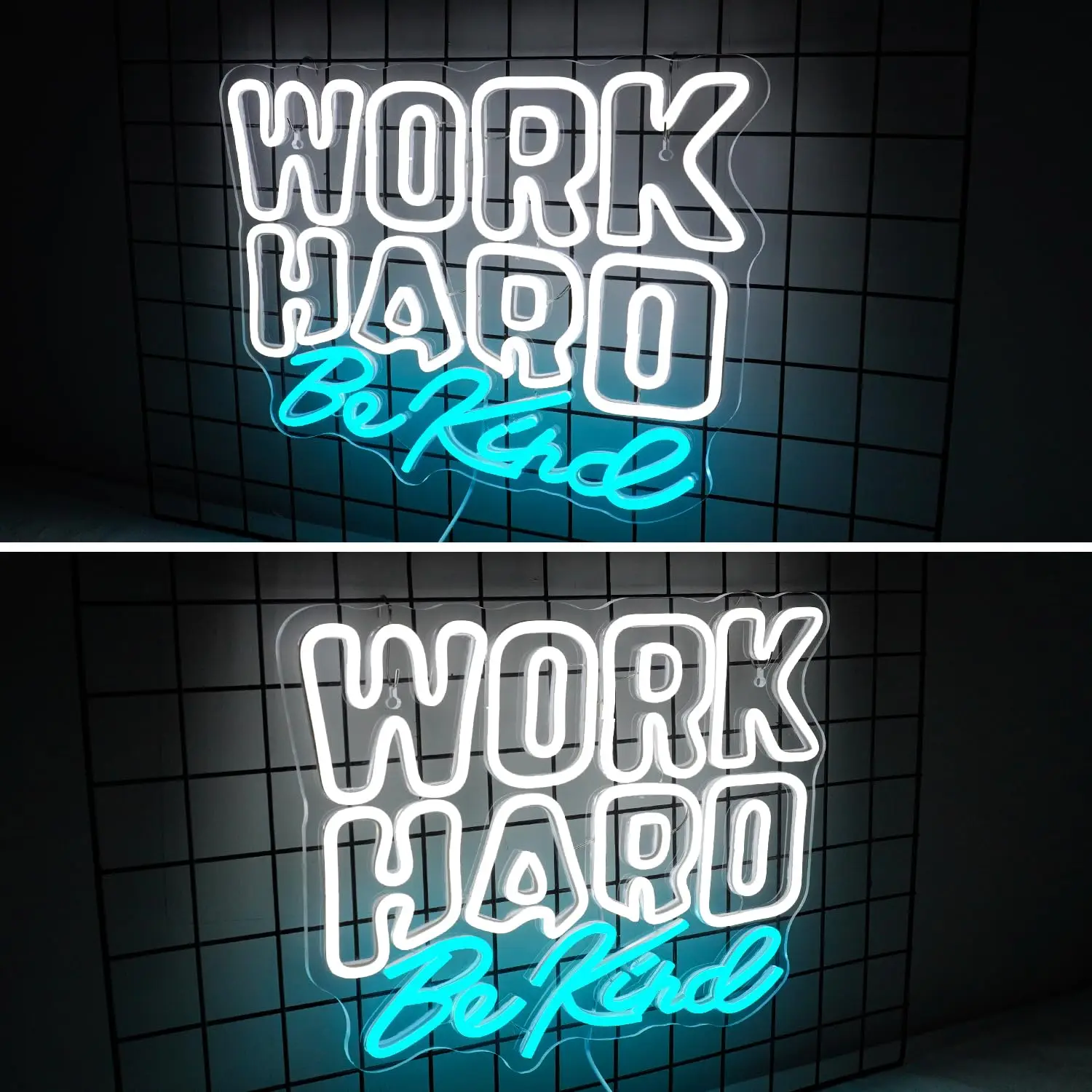 Work Hard Be Kind Neon Sign, Dimmable Signs for Wall Decor for Office Study Room Classroom Bedroom Meeting Room Decoration