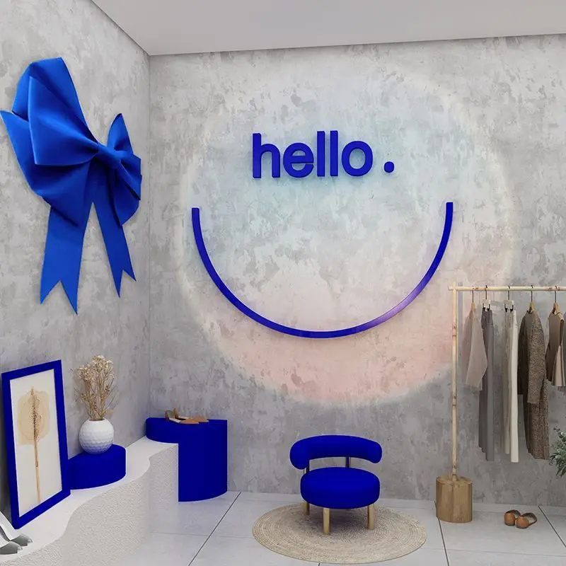 Fashion 3D Acrylic Decor Clothing Store Milk Tea Shop Background Wall Stickers Take Photo Area Creative Wall Stickers Decoration