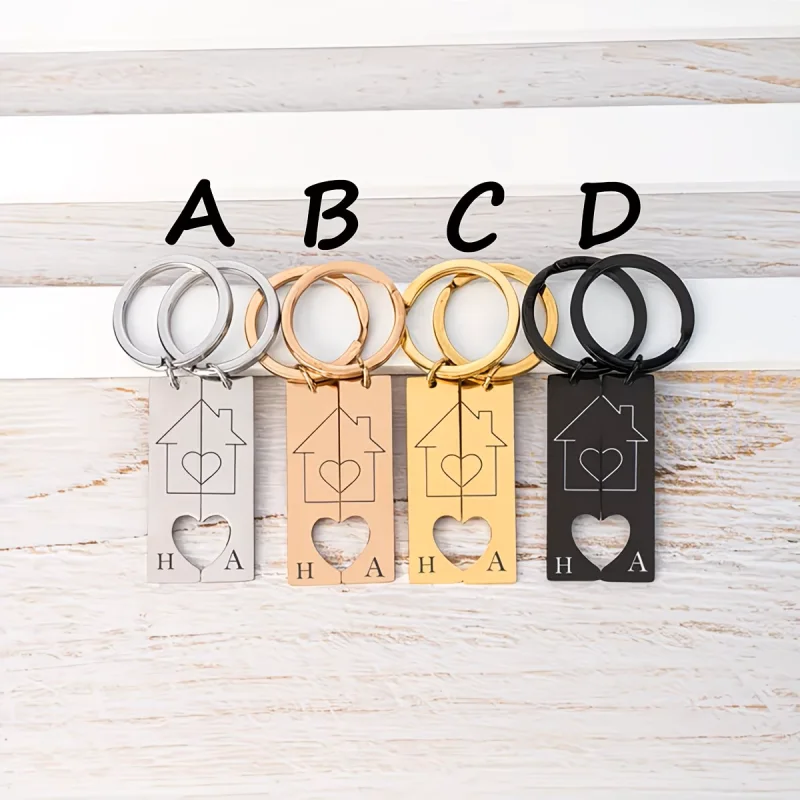 Custom Couples' Name Keychain, Couples' Keychain Gift, Engraved Keychain, Wedding Gift, New Home Keychain, Housewarming Gift