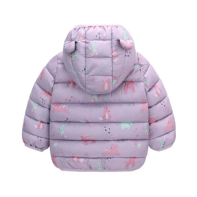 Nuovo autunno inverno Unicorn Girls Jacket 2 colori Full Print Rabbit Bear Sika Deer Hooded Keep Warm Coat For Girl