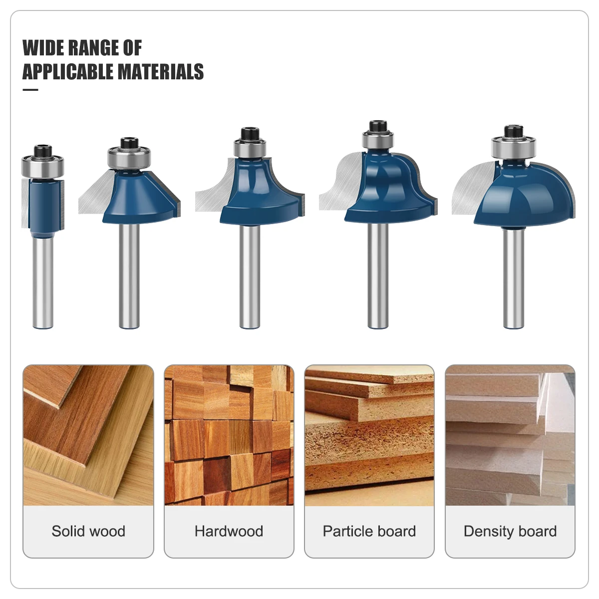 6mm Shank Router Bits Set Trimming Straight Round Corner Cove Box Chamfer Bits Milling Cutter Tungsten Carbide Woodworking Tools