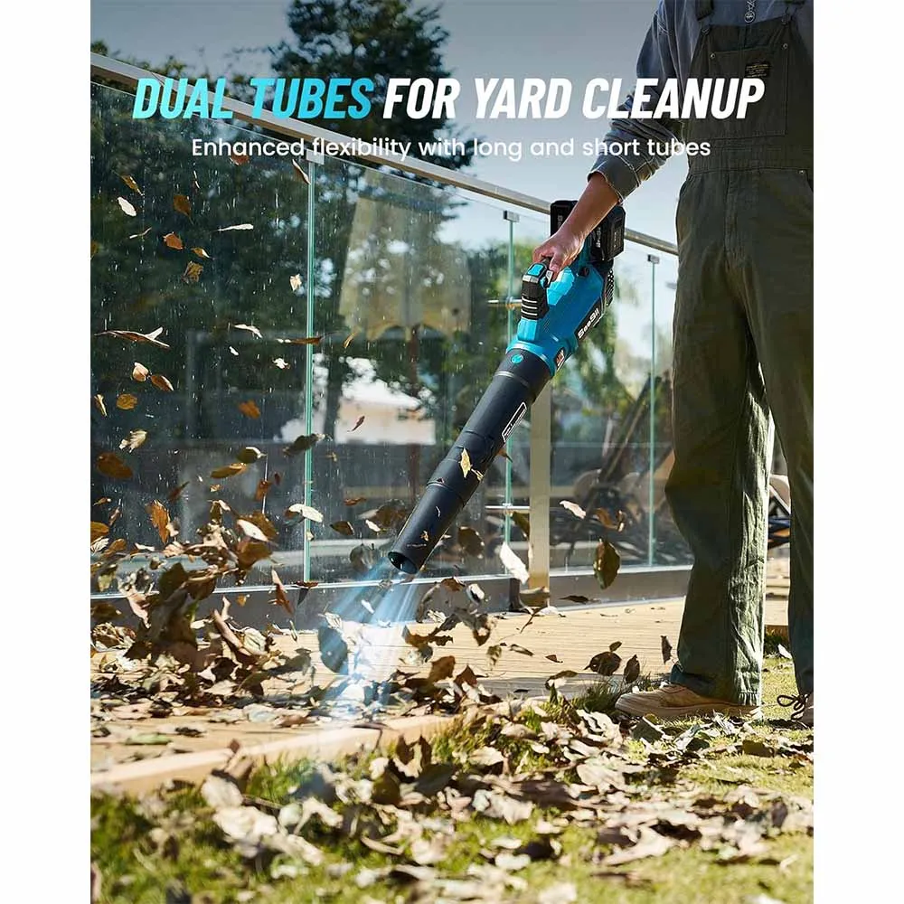 Seesii 40V Bezszczotkowy Elektryczny Turbodmuchawiec 680CFM Akumulatorowy Dmuchawa do Liści 20000RPM Podwójny Akumulator do Pielęgnacji Trawnika, Odkurzania i Usuwania Kurzu