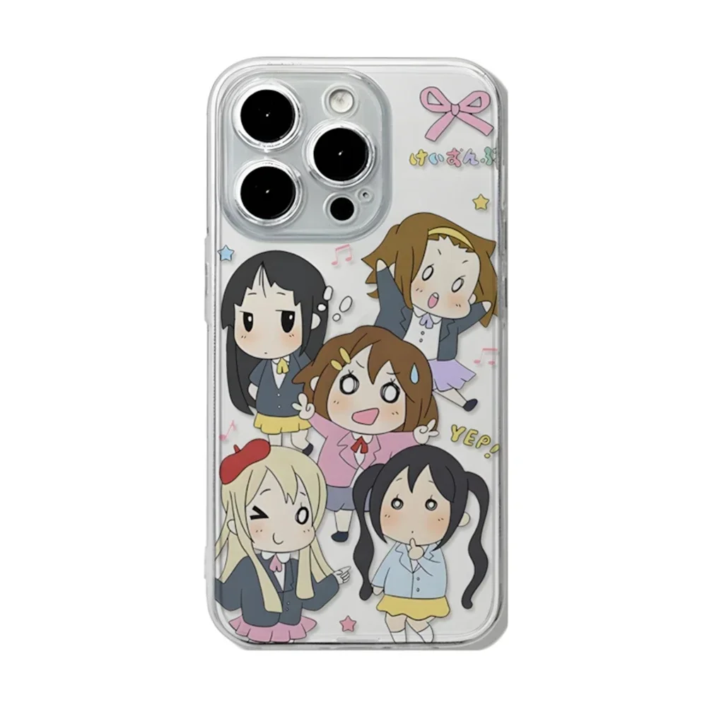 Japanese Anime K-ON! Clear Case for iPhone 15 16 Plus 12 13 mini 11 14 Pro Max XR Ultra Thin Anti-Scratch Soft Silicone Cover