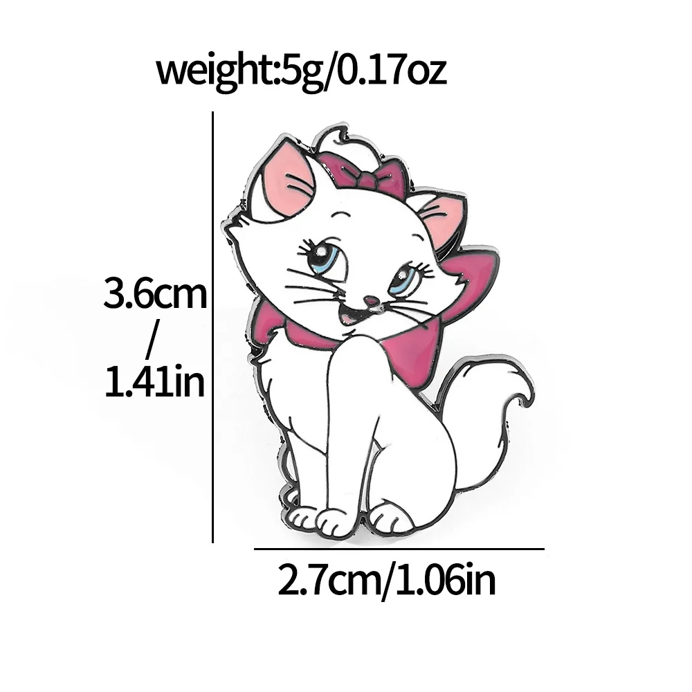 Disney Pins Cute White Cat Brooches Kawaii Marie Cat Metal Badge Accessories Fashion Men\'s and Women\'s Bag Clothing Decor Gifts