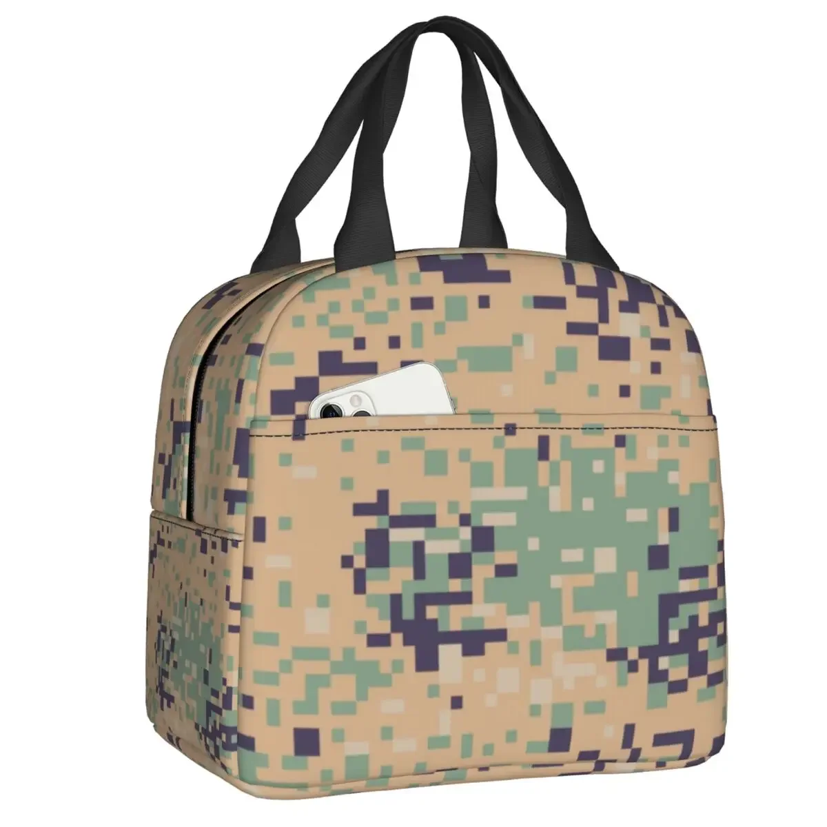Custom Cats Camouflage Lunch Bag Women Warm Cooler Insulated Lunch Box for Student School