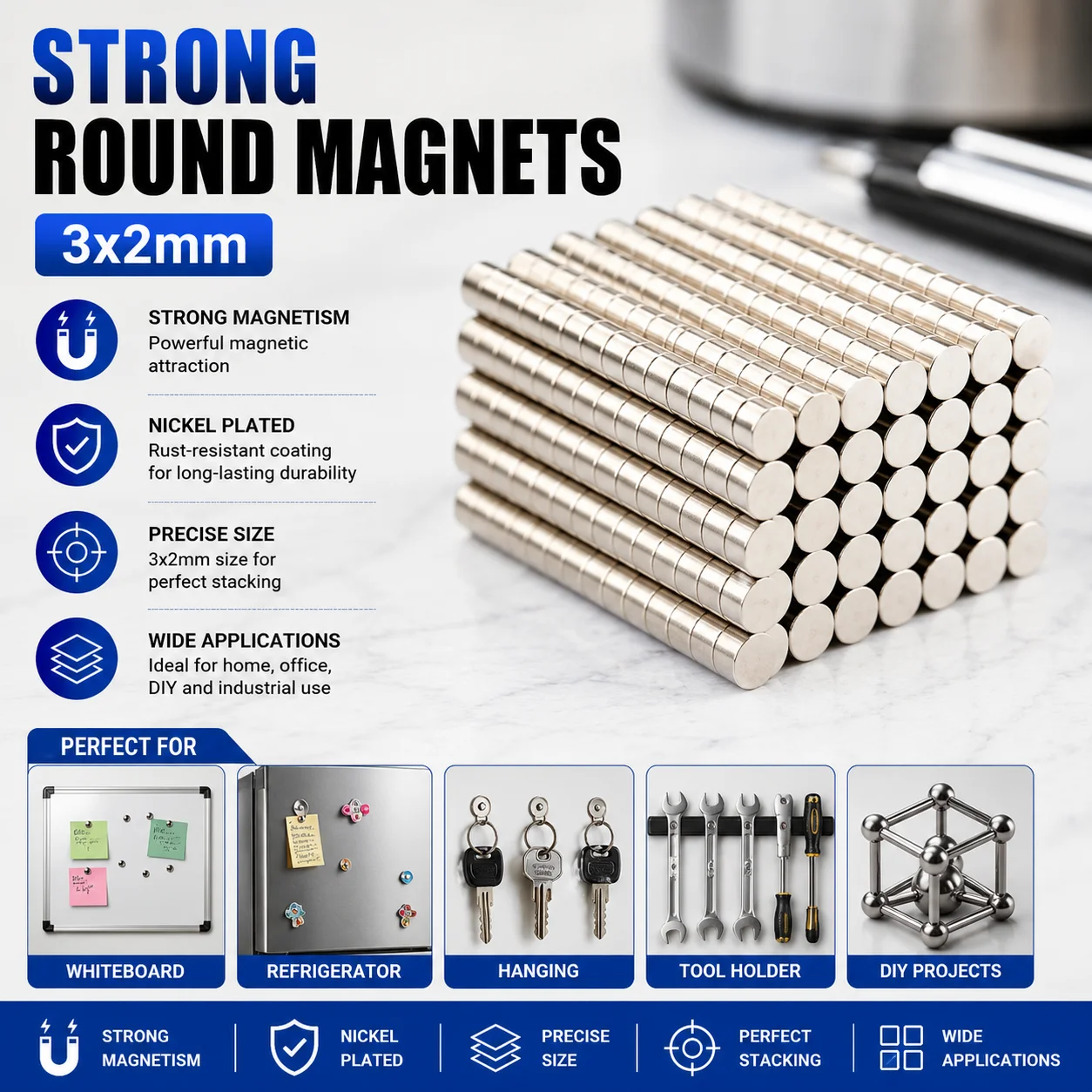 20/50PCS 10X5MM 3X2MM Magnets Assortment Kit Round Disc Magnets For DIY Crafts Models Repair Electronics Projects Tools Home