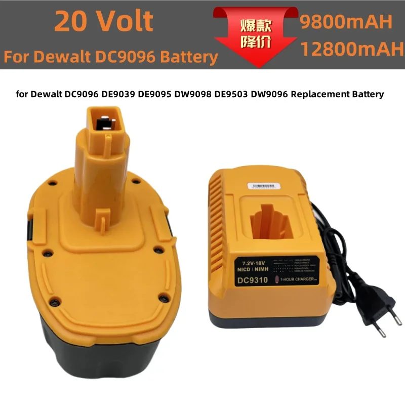 2024 New 18V 12.8Ah Ni-MH Power Tool for Dewalt DC9096 DE9039 DE9095 DW9098 DE9503 DW9096 Replacement Battery