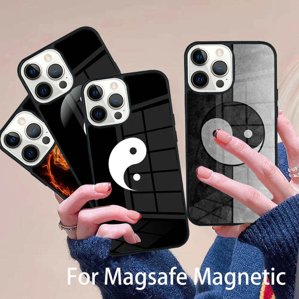

Tai chi Yin Yang Phone Case Magesafe Magnetic Wireless Charge Cover For IPhone 16 11 12 13 14 15 Pro Max Plus Mini