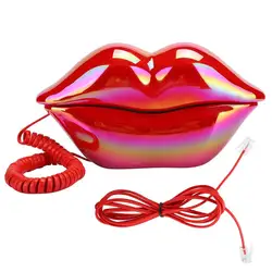 Lips Telephone Hotel Decor Landline Desktop Phone Electroplated Mouth Shape Mini Phone