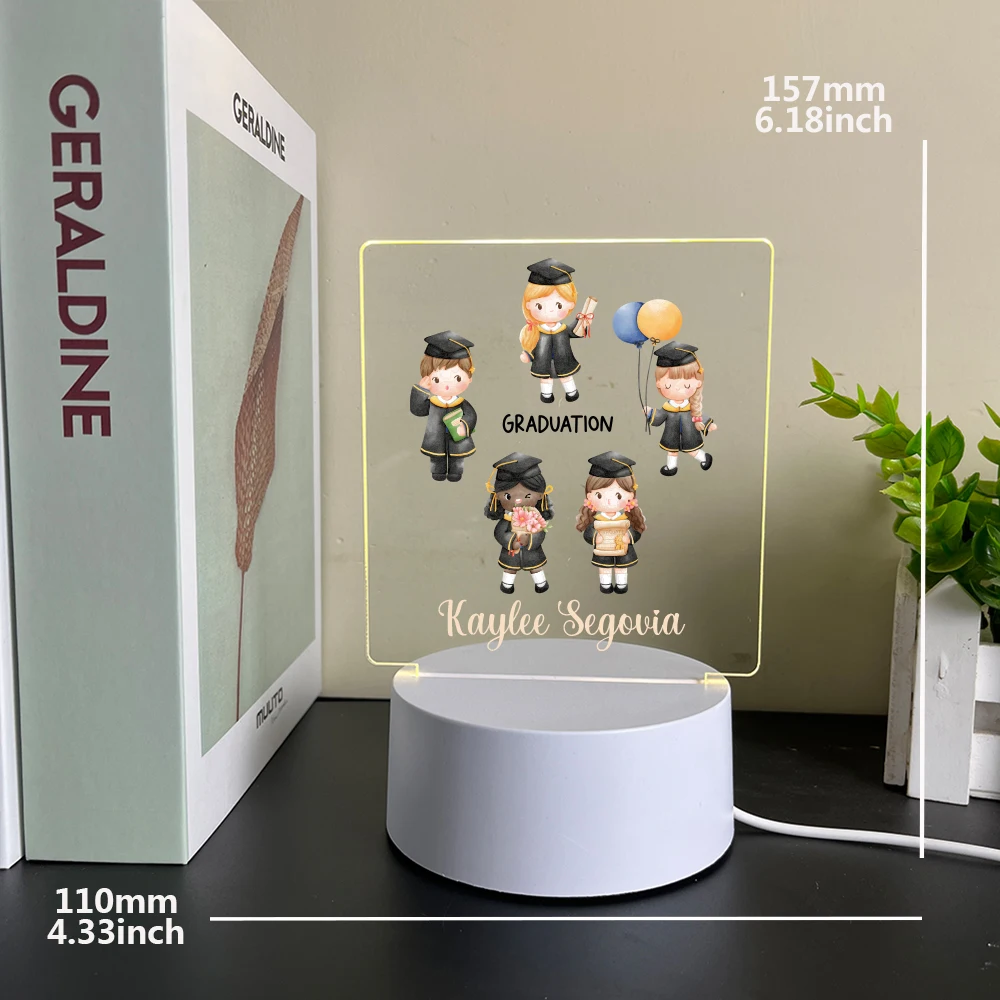 Personalized Custom Graduate Cute  Rgb Night Lights Led Usb Ambient Desk Lamp With Touch Button Bedroom Night Lights