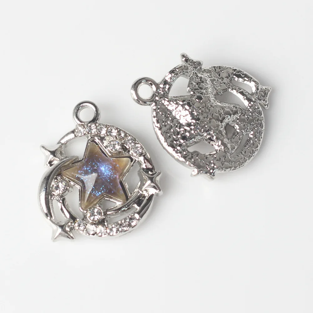 10pcs Alloy Inlay Star Pendant Earring Ornament Necklace Bracelet Jewelry Making DIY Handmade Accessories Supplies Craft Fashion