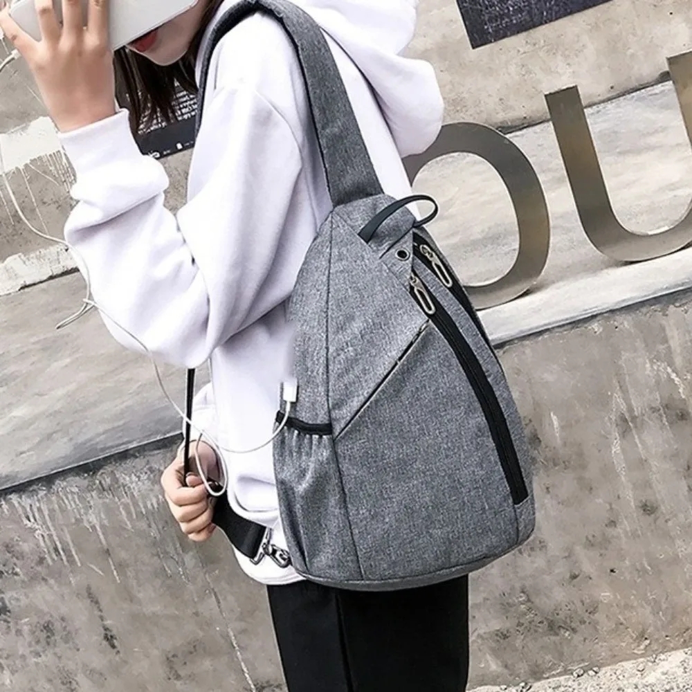 

Multilayer Men's Chest Bag Solid Color Large Capacity Oxford Sling Shoulder Bag Adjustable Strap Multifunctional