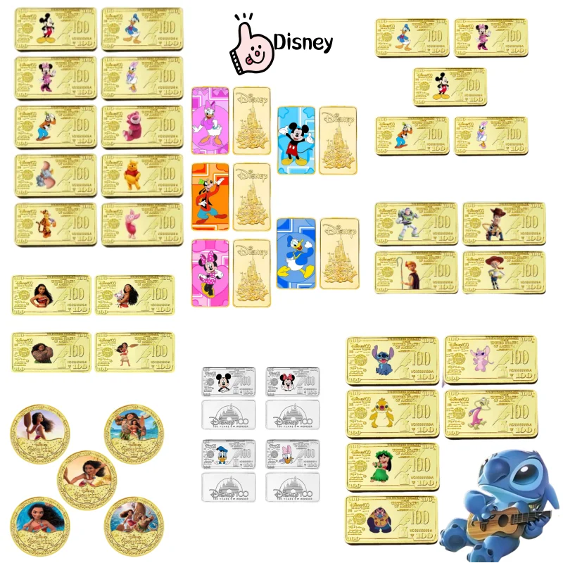 Disney Anime dessin animé classique mignon personnage pièce de monnaie insignes en métal or argent Collection périphériques Fans Mickey Winnie l'ourson