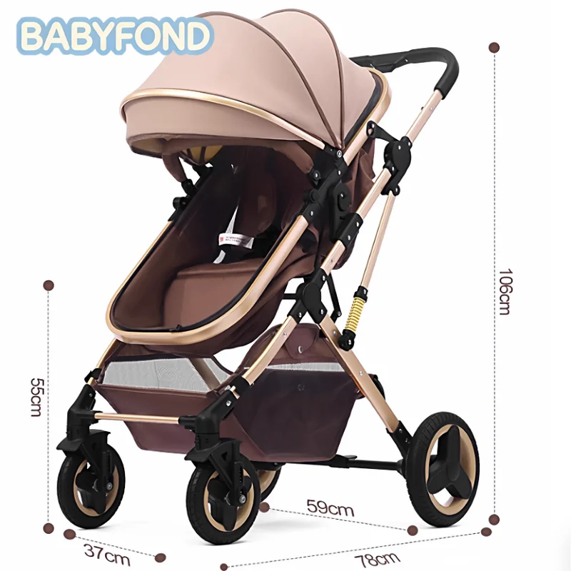 Fotografia 5: Carrinho de bebê Babyfond 3 em 1 com assento elevado, carrinho multifuncional com alcofa e assento de carro para recém-nascidos