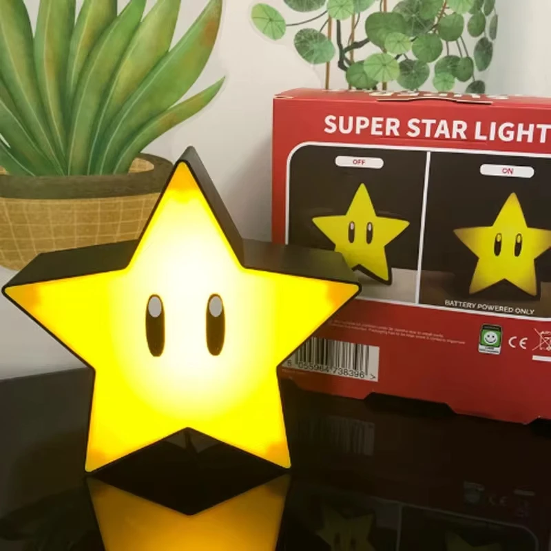 Super Mario Bros Lamp Super Star Light Pixel Light Game ricarica lampada da tavolo luce compleanno regali di natale