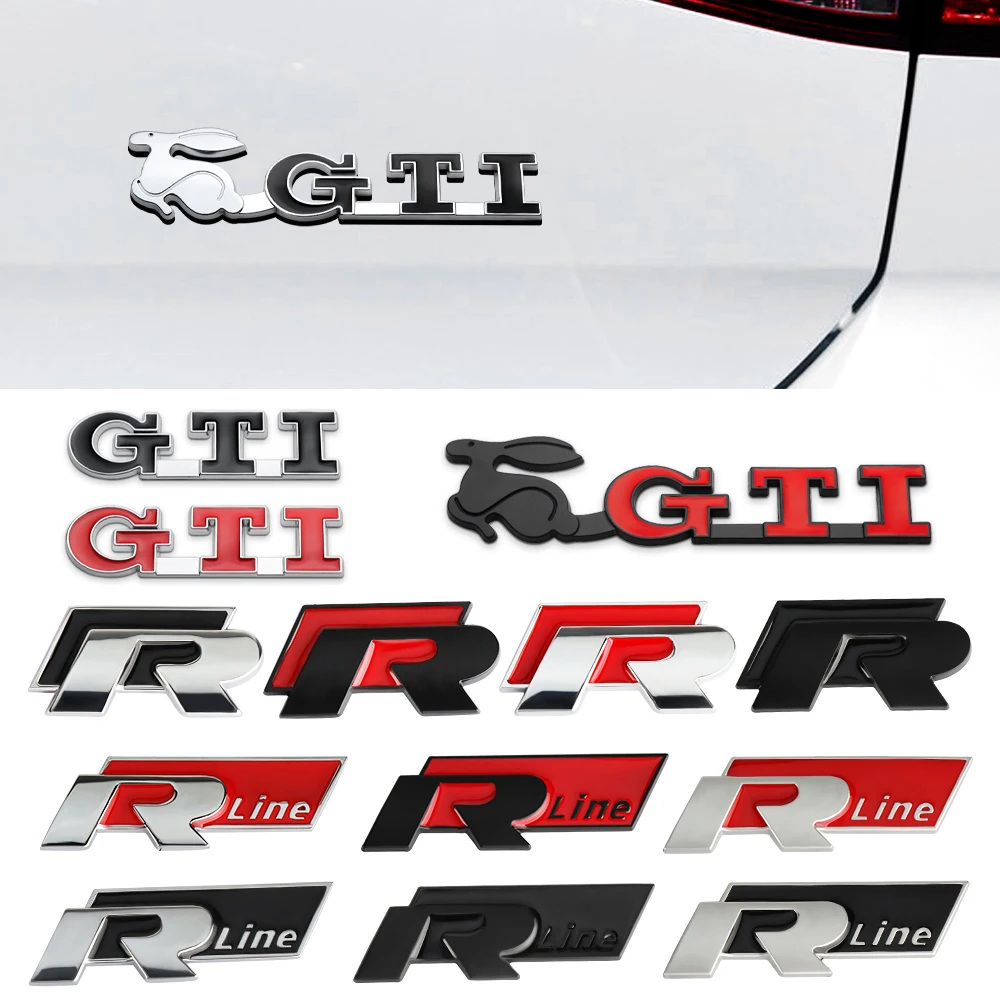 Car Styling Metal R Logo Body Trunk Decoration Fender Sticker For Volkswagen VW Golf Polo Tiguan Jetta Touran Rline GTI Passat - view 2