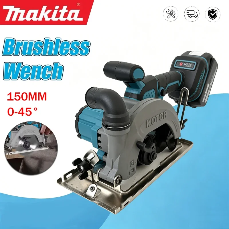 Makita 150mm Akku-Handkreissäge Bürstenlos Verstellbare Holzschneidemaschine Holzbearbeitungssäge für 18-21V Akku