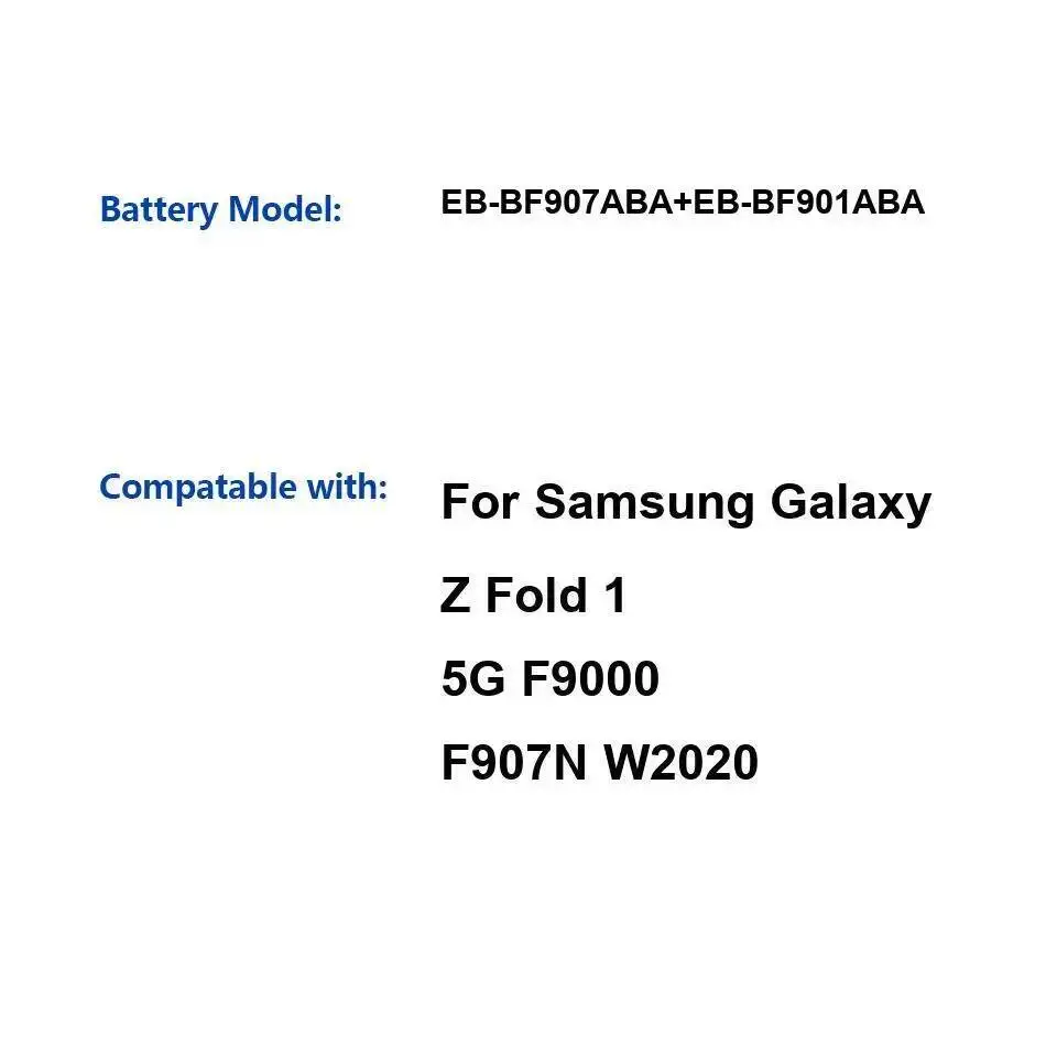 

Mobile Phone Battery EB-BF907ABA+EB-BF901ABA 2100Mah/2130Mah For Samsung Galaxy Z Fold 1 5G F9000 F907N W2020