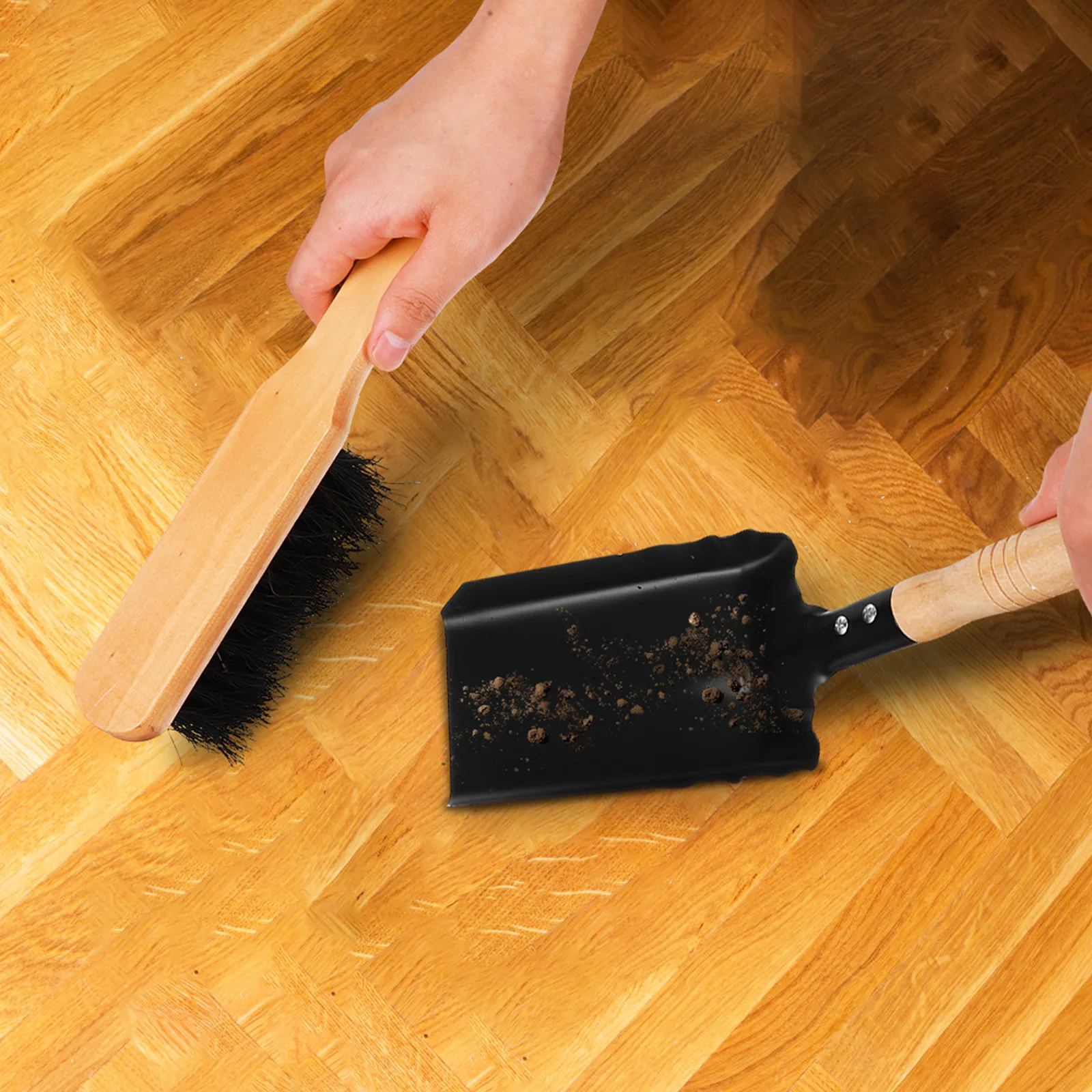 

1 set Fireplace Ash Shovel Hearth Brush Set Compact Coal Hand Scoop Durable Wood Handle For Fireplace Cleaning Supplies Stove