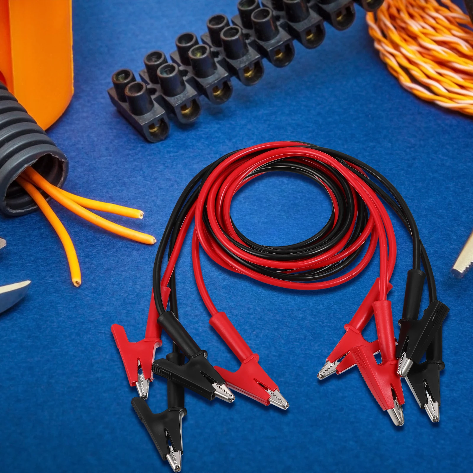 

8 pcs Alligator Clip Jumper Wires 1M Black4Red4 Stable Connection Electrical Test Leads Electronics Accessories