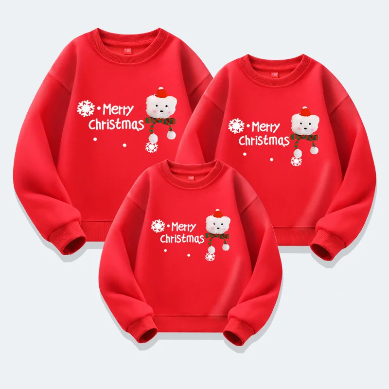 

Рождественский семейный свитшот, новинка 2024, осенняя одежда для мамы и дочки, Рождественский топ с героями мультфильмов для папы и сына, пуловер для родителей и детей