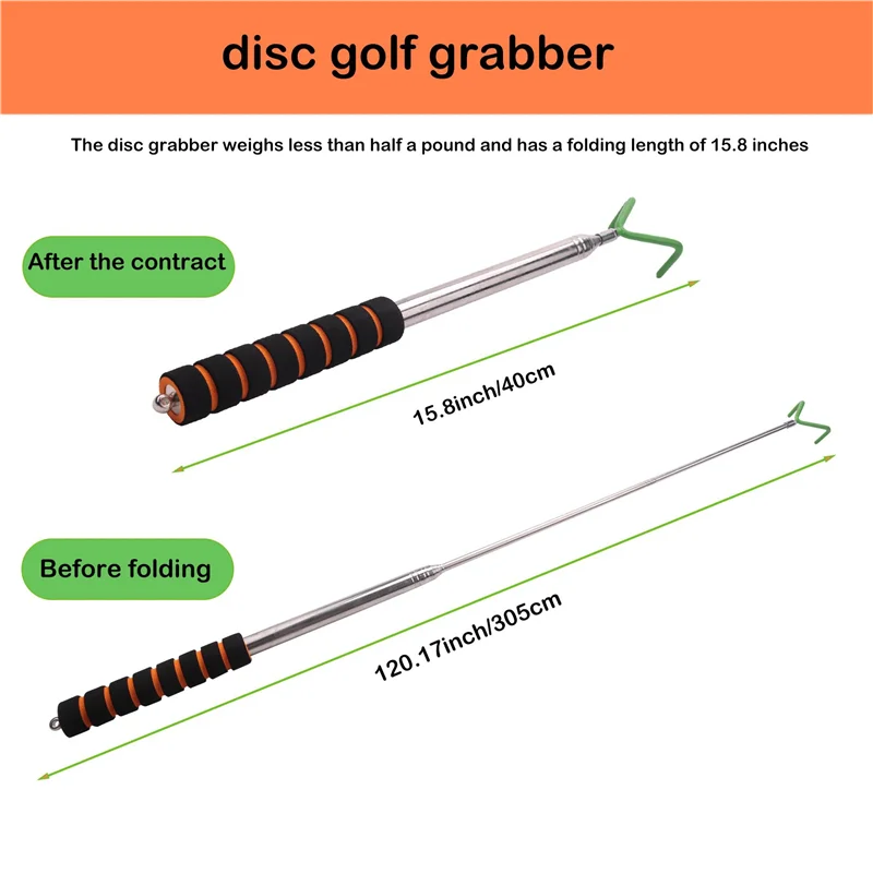 

ABQR Disc Golf Retriever Телескопический диск Golf Grabber Диск из нержавеющей стали Устройство для извлечения гольфа Retriever Диски