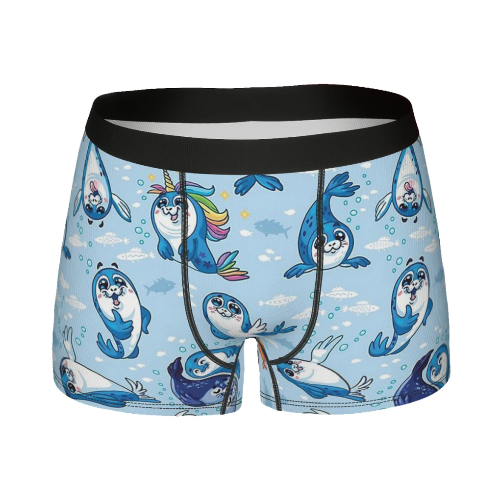 

Baby Seal Men Boxer Briefs Ocean Pattern Breathable Creative Underwear High Quality Print Shorts Birthday Gifts