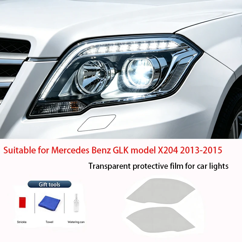 

For Mercedes Benz GLK X204 2013-2015 TPU Transparent Smoked Black Headlight Protective Film Anti-Scratch Sticker Cover