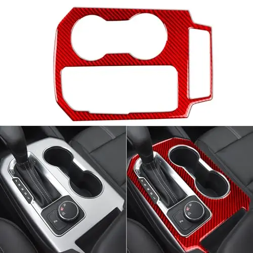 

Red Glossy Carbon Fiber Center Console Trim Cover For 2019–2025 Chevrolet Blazer Gear Shift Area