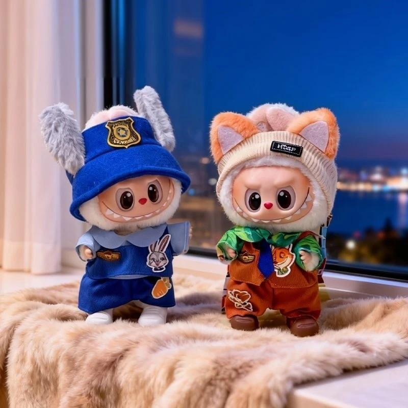 Dimoo Newborn Diary Baby Coat Rabbit Fox Baby Coat Clothing Cute Set Rubber Stuffed Toy Hanger For Player Collection