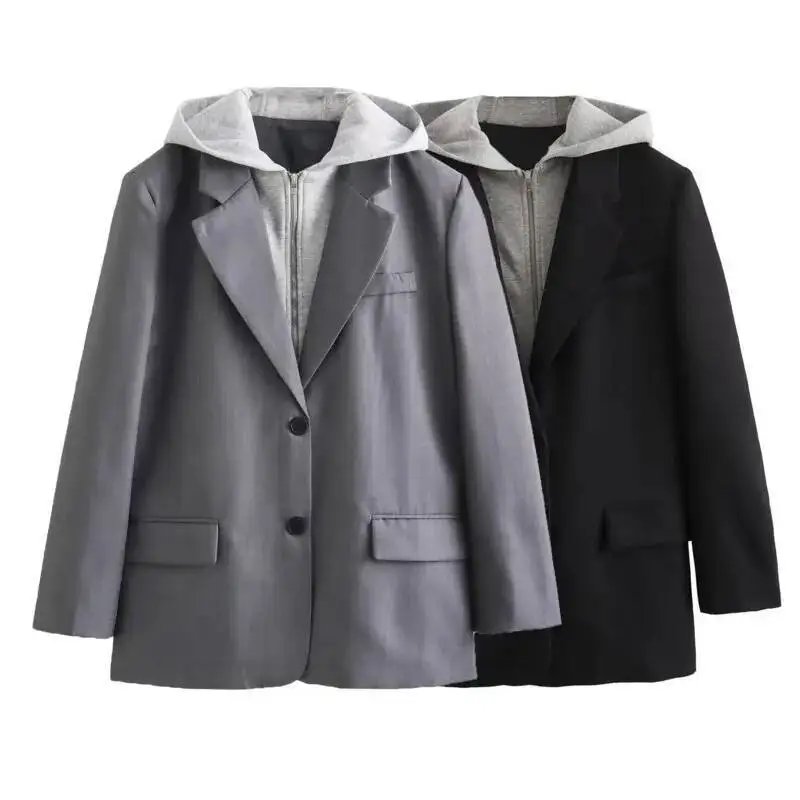 سترة نسائية عصرية للشارع من FANAN مع قلنسوة مرقعة لربيع وخريف سترات جديدة أنيقة مناسبة معاطف عصرية للسيدات