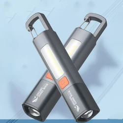 Portable LED Flashlight USB Rechargeable with Hook Zoomable Torch Outdoor Camping Hiking Long-range Emergency Lantern New