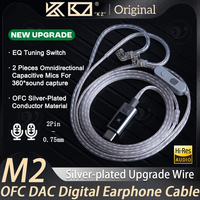 KZ M2 Headphone Cord Dual Mic Silver Plated Cable Type C/3.5MM Upgrade Cable Earphone Cable Headset Wire for Castor EDX ZS10 PRO