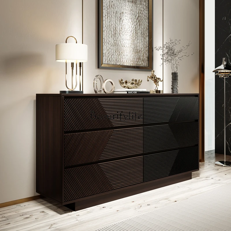 

*Six-bucket cabinet Italian solid wood bucket cabinet Bedroom against the wall Light luxury locker