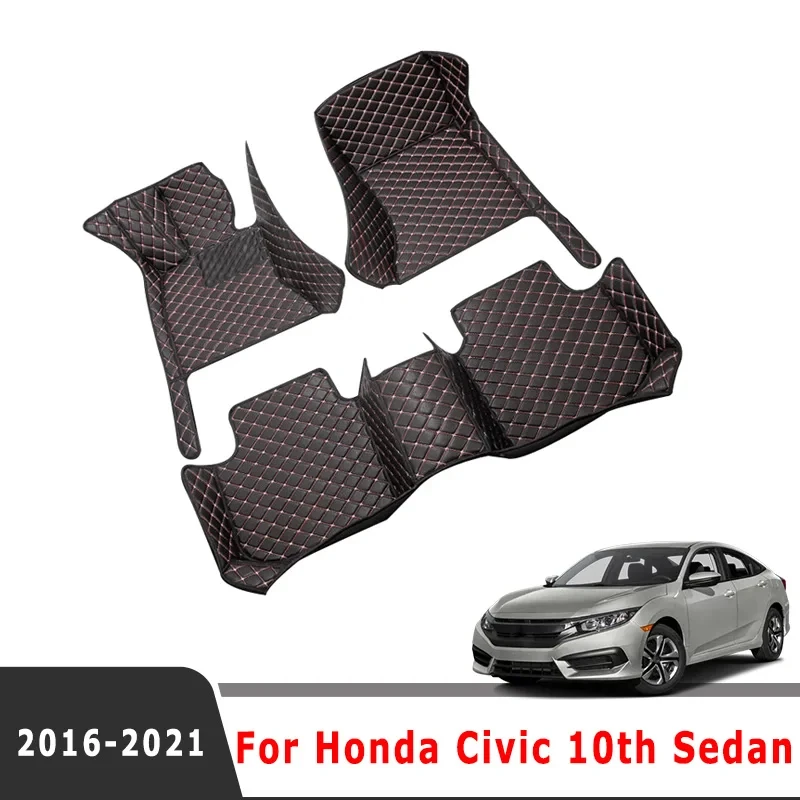 Car Floor Mats For Honda Civic 10th 2021 2020 2019 2018 2017 2016 Protective Pad Car Matt Tapetes Automovil Car Accessories