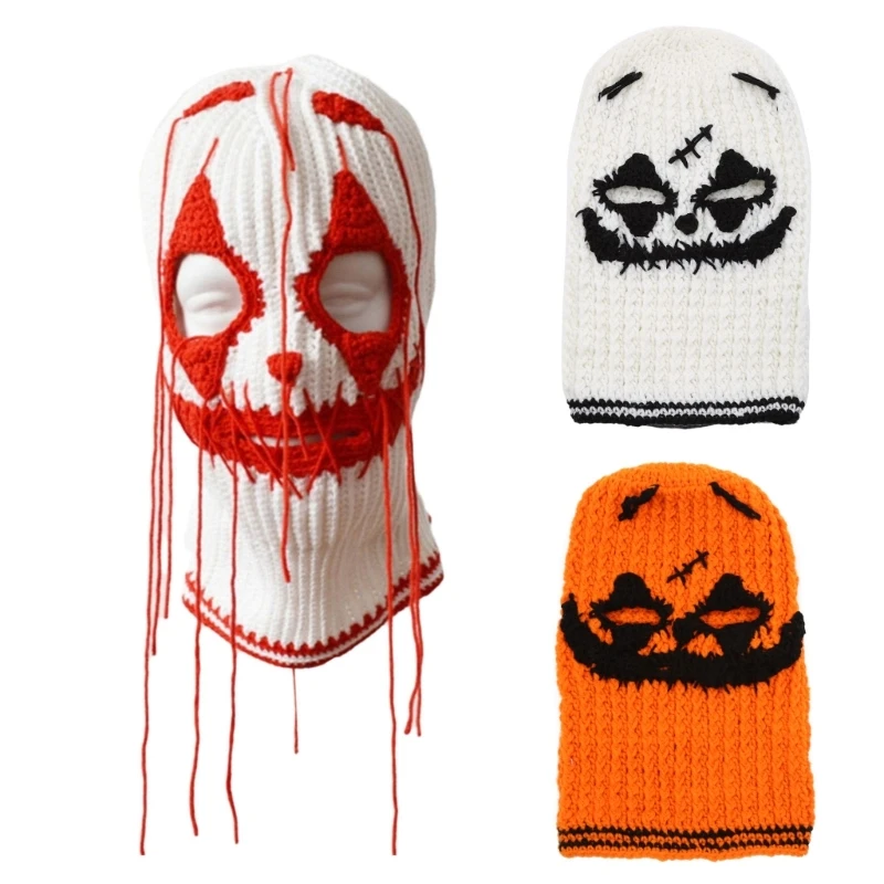 

Halloween Balaclava Knit Beanie Hat Bleeding Party Holiday Winter Warm Hat Full-Head Theme for Teens Adults Dropship