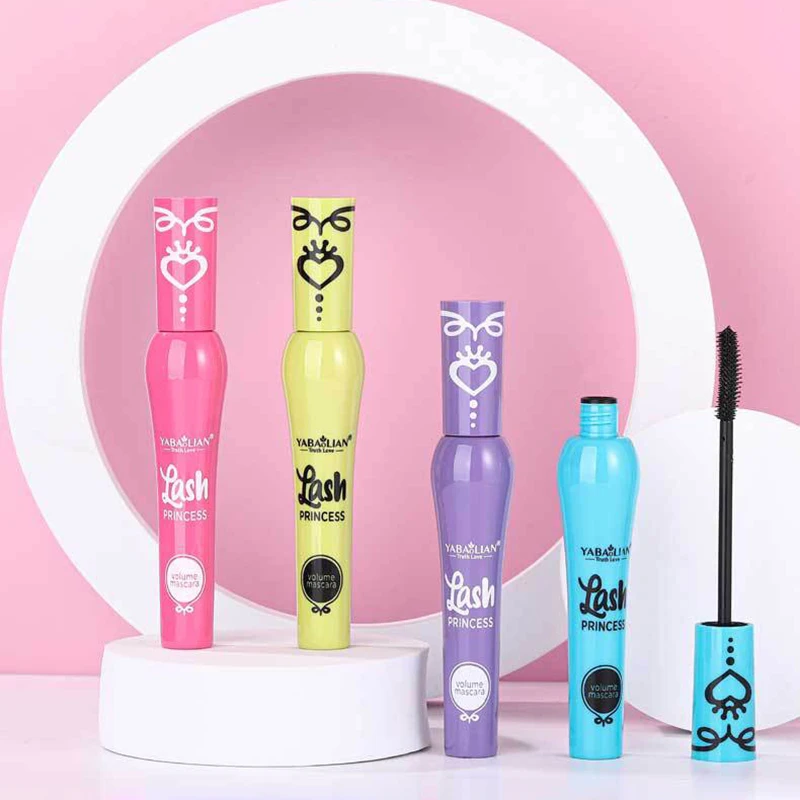 Impermeável 5D Princess Mascara, Lash Mascara, Primer Non-smudge Cílios para comprimento extra, volume grosso, secagem rápida, duradoura Curling Maquiagem