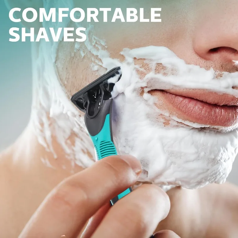 50 Pcs Men's Disposable Razors Bulk 3 Blade Men Razors for Head Sensitive Skin Comfortable Shave