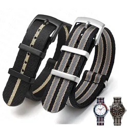 Soft Nylon Strap for Omega Seamaster 007 Men Women Military Canvas Replace Watch Band for Seiko Prospex 18mm 20mm 22mm 24mm