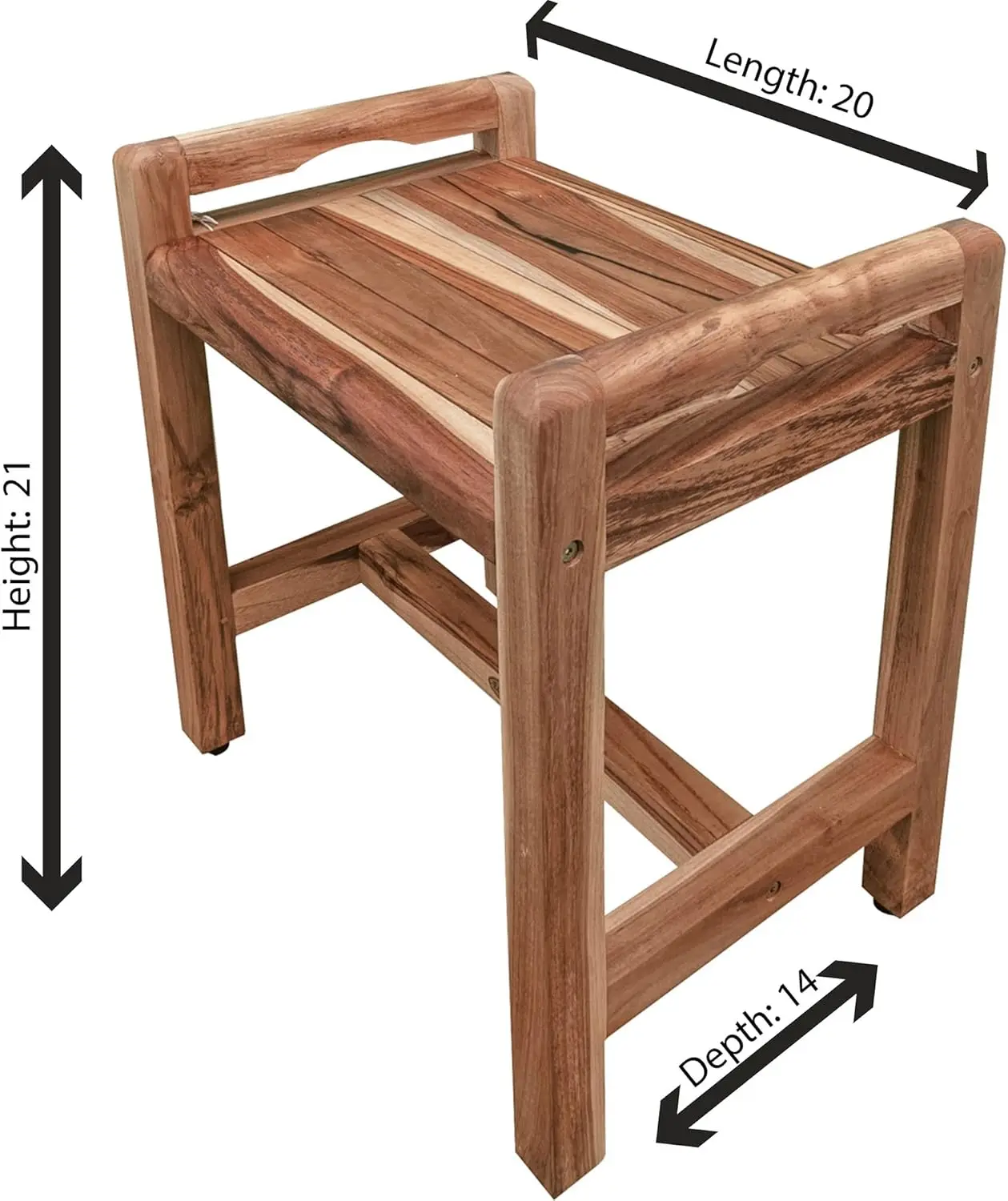

Ecodecors Eleganto 2O Inch Natural Color Waterproof Teak Wood Shower Bench Stool Seat Chair For Inside Shower Provides Safety,
