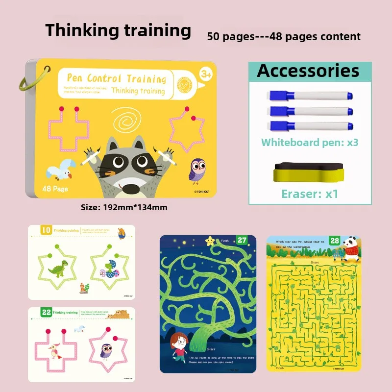 48 Pages Tracing Workbook Montessori Books Pen Control Training Early Childhood Exercise Book Reusable Calligraphy Copybook