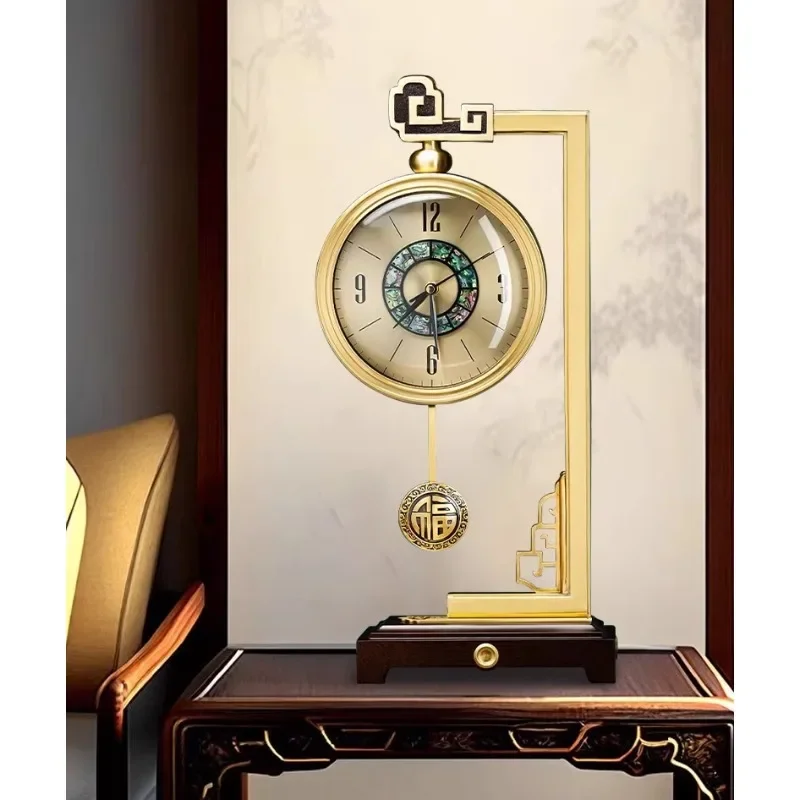 Pure copper clock living room clock Office desktop decoration ornament creative national style trend table clock