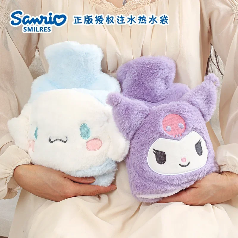 Sanrio Plush Hot Water Bottle Hello Kitty Kuromi Cinnamoroll Melody Reusable Heating Hot Water Bottle Bag Girls Gifts 1000ML