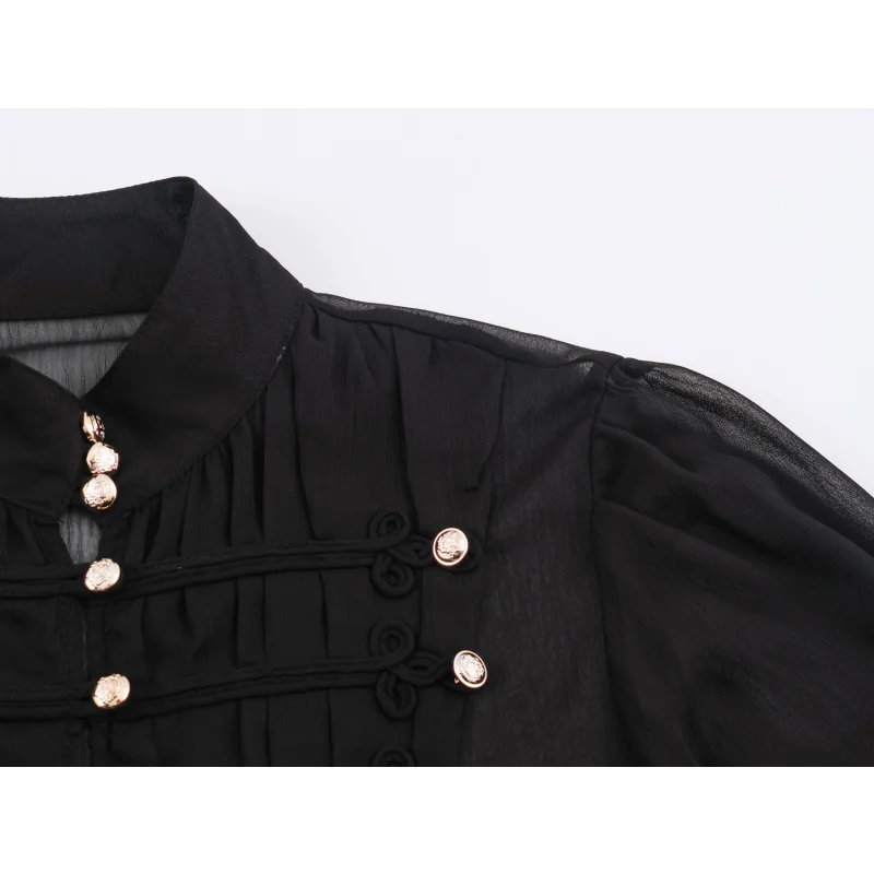 2026 Neue Kollektion Damenkleidung Rüschenbluse Luxuriöse Vintage-Style Hemden Langärmelige Hemden mit Trompetenärmeln Elegantes Abendhemd – Detail 28