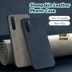 Case for OPPO A57 A74 A78 A8 A31 A83 A91 A92S A93 5G A94 4G F19 PRO Luxury Sheepskin Leather Soft Silicone Shockproof Cover