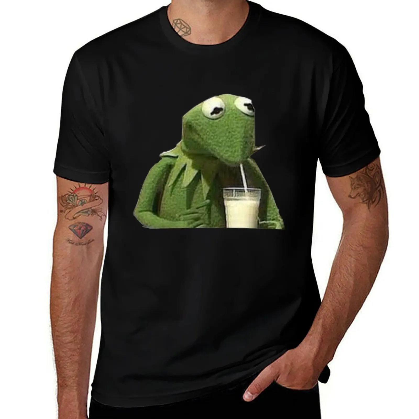 Kermit Drinks Milk T-Shirt custom shirt valentines boutique clothes street wear funny t shirts men