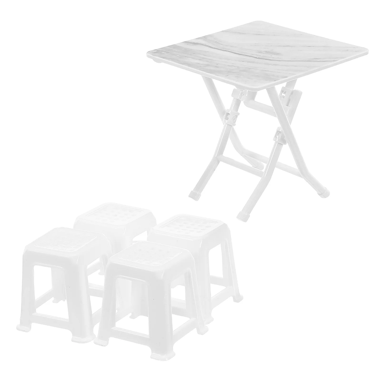 1Set Miniatuur Meubelset Kleine Tafelstoelen Draagbaar Ontwerp Veelzijdige Compatibiliteit Poppenhuis Decor Mini Poppenhuis Meubels