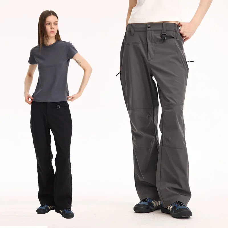 المشي لمسافات طويلة في الهواء الطلق السراويل الرياضية خفيفة الوزن سريعة الجافة مقاوم للماء الشمس واقية سراويل تقليدية مستقيم الساق بنطال رياضي للجنسين YWEX